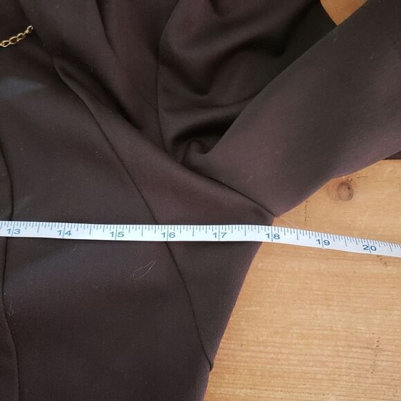 Jeanne D'arc NWT Medium Dark Brown Short Sleeve Scoop Neck Dress with Bow - Picture 11 of 16